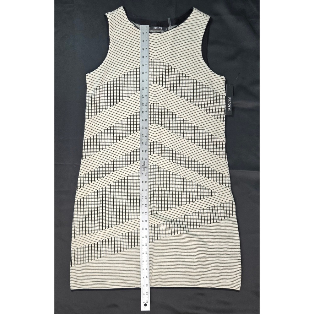 NIC+ZOE Chevron Knit Sweater Dress Creme Brulee Sleeveless Shift Size M NEW - Picture 5 of 7
